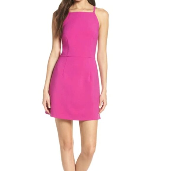 French Connection Whisper Light Sheath Minidress In Pink/Purple Passion Size 0 - Picture 1 of 10